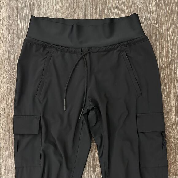 Athleta Sutton Cargo Joggers Black Sz 4 High Rise Athletic Pants EUC Athleisure - Picture 3 of 16